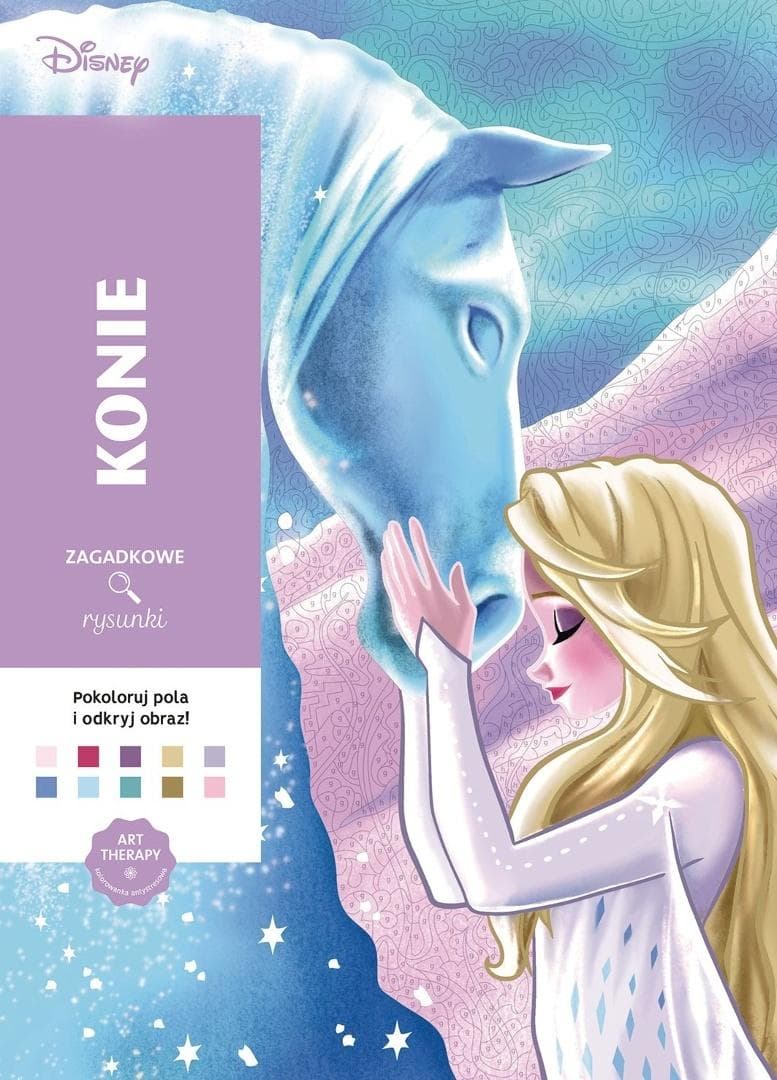 Art therapy Kolorowanka antystresowa Disney Konie Zagadkowe rysunki