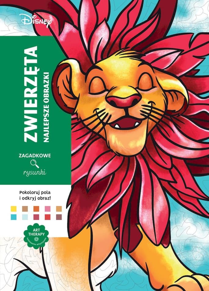 Art therapy. Kolorowanka antystresowa. Disney. Zwierzęta. Najlepsze obrazki. Zagadkowe rysunki