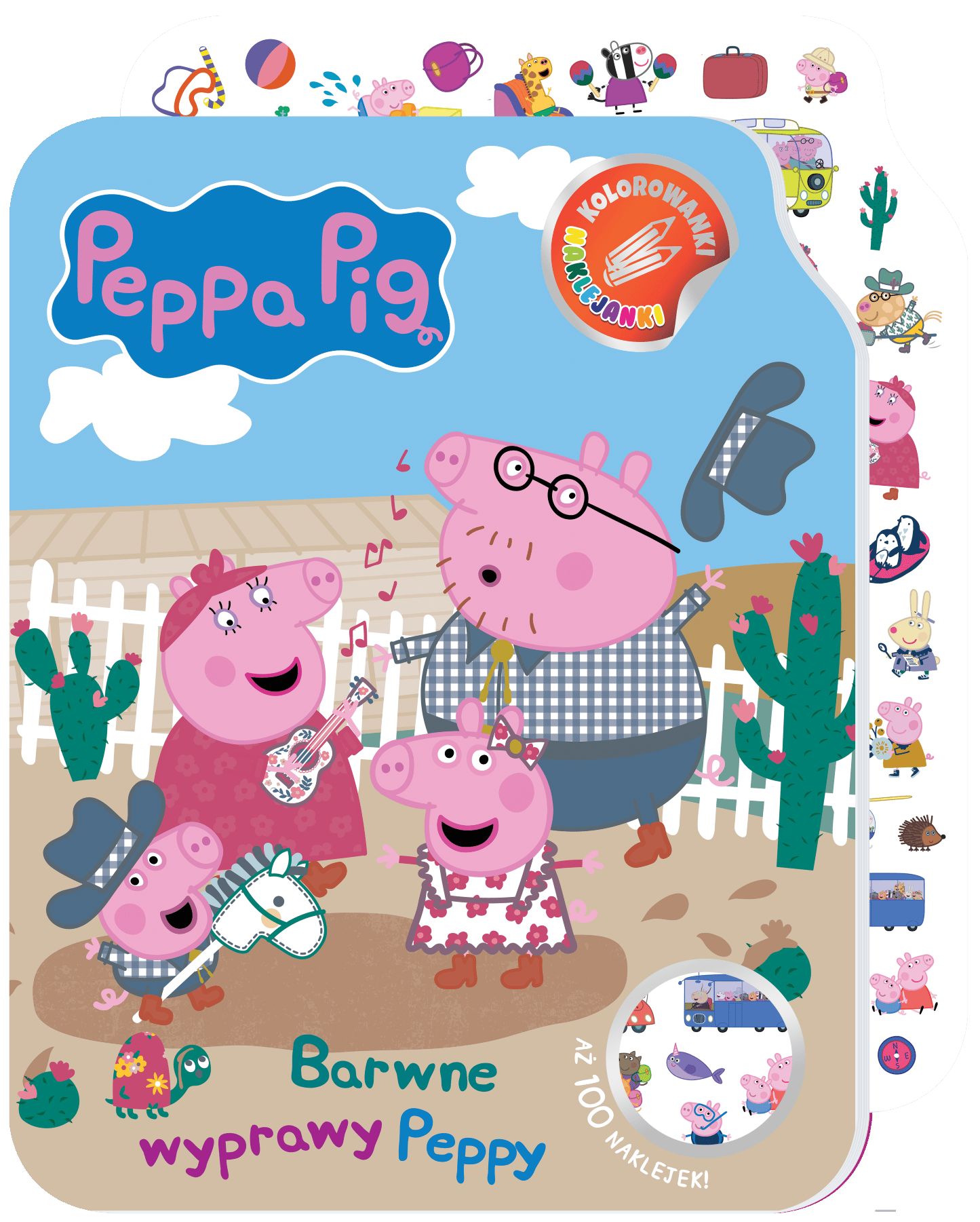 Barwne wyprawy Peppy. Świnka Peppa. Kolorowanki naklejanki