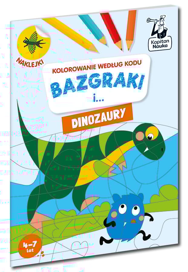 Bazgraki i dinozaury. Kolorowanie według kodu. Kapitan Nauka. Bazgraki