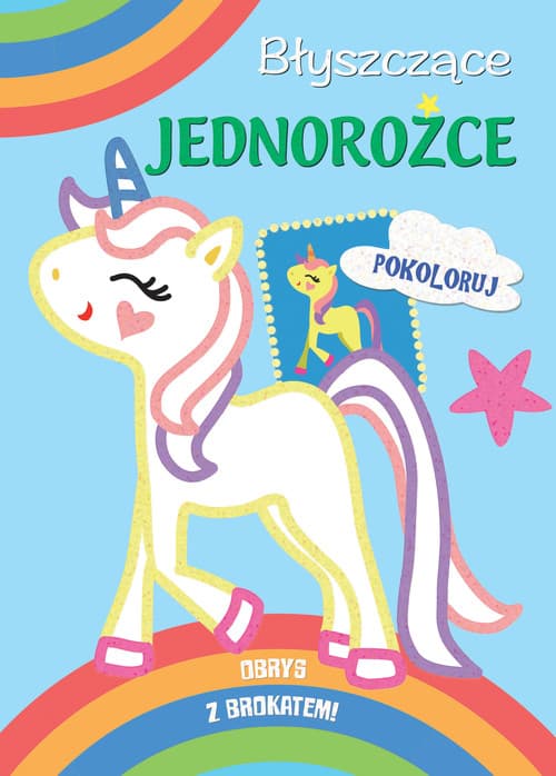 Błyszczące jednorożce Pokoloruj obrys z brokatem