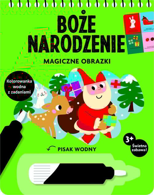 Boże Narodzenie Magiczne obrazki Kolorowanka wodna z zadaniami