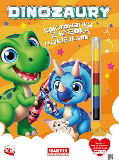 Dinozaury. Kolorowanka z kredką i naklejkami