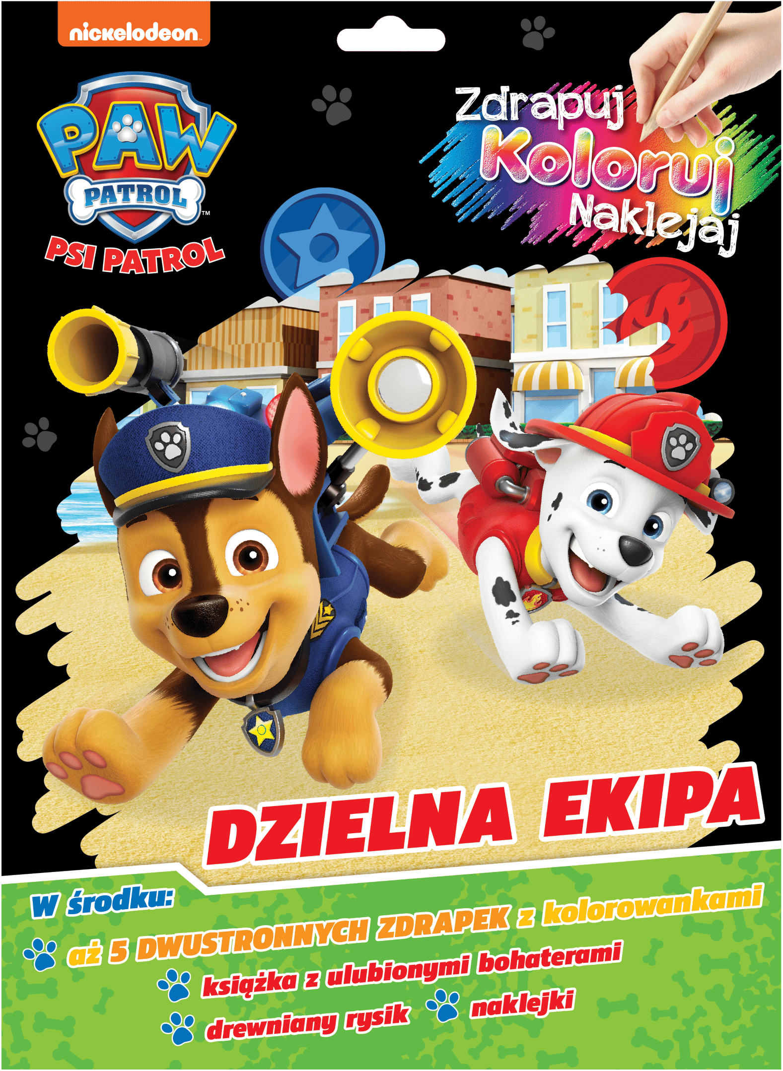 Dzielna ekipa. Psi Patrol. Zdrapuj, koloruj, naklejaj