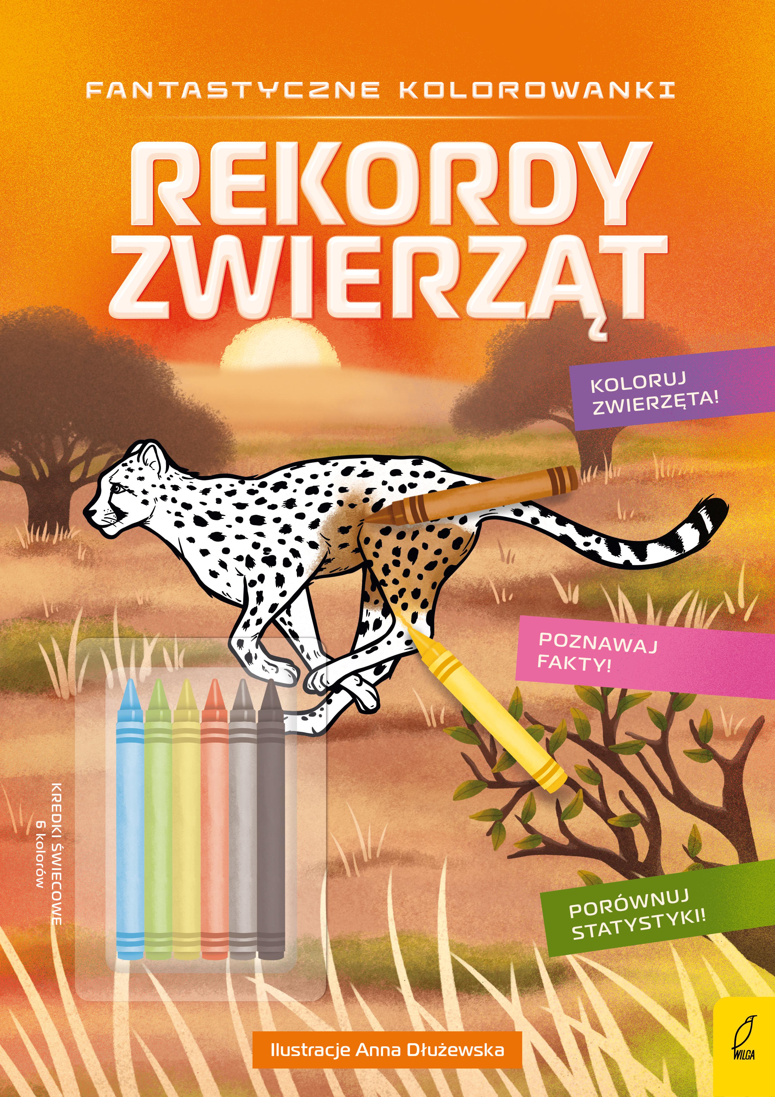 Fantastyczne kolorowanki z kredkami Rekordy zwierząt