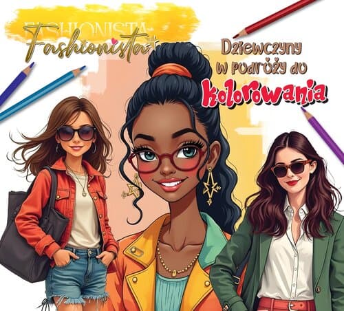 Fashionista Dziewczyny w podróży do kolorowania