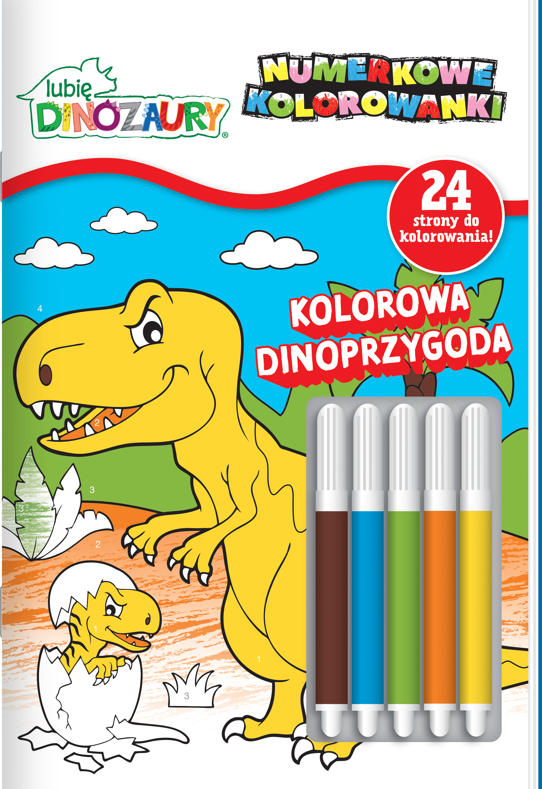 Kolorowa Dinoprzygoda.  Lubię Dinozaury. Numerkowe kolorowanki