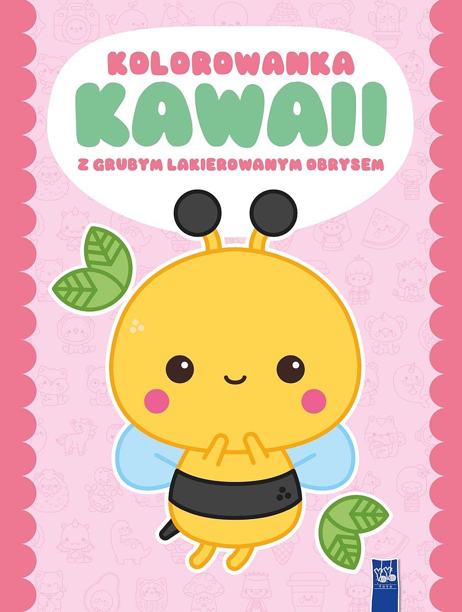 Kolorowanka Kawaii z grubym lakierowanym obrysem. Pszczoła