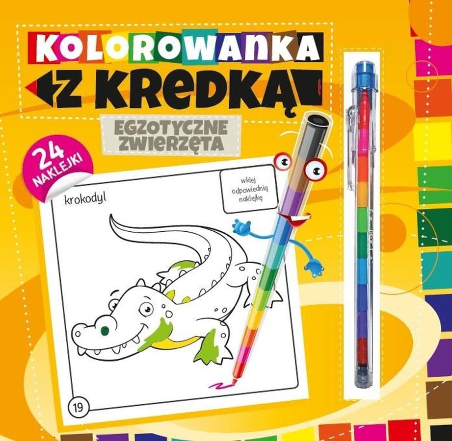 Kolorowanka z kredką Egzotyczne zwierzęta