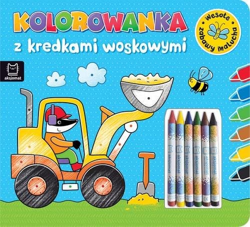 Kolorowanka z kredkami woskowymi Wesołe zabawy malucha Książeczka niebieska