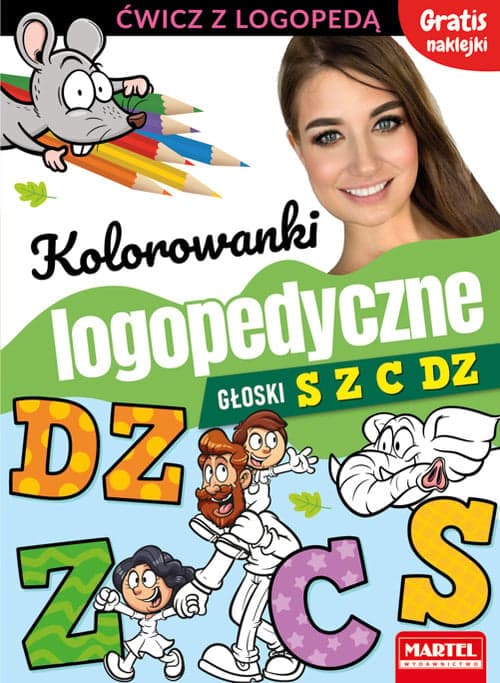 Kolorowanki logopedyczne Głoski S Z C Dz z naklejkami