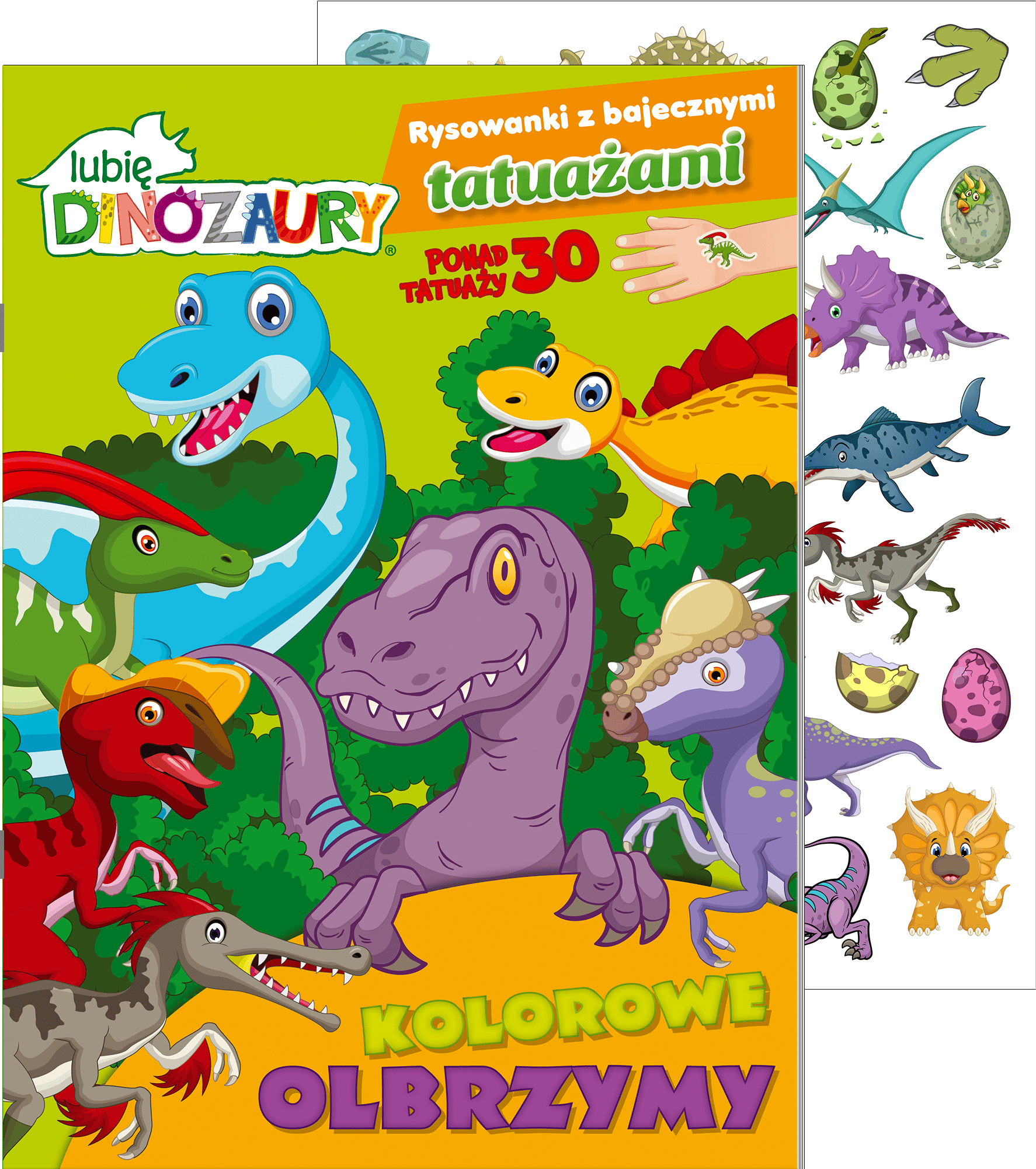 Kolorowe olbrzymy. Lubię Dinozaury. Rysowanki z bajecznymi tatuażami