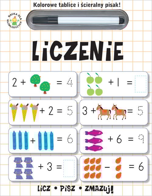 Kolorowe tablice i ścieralny pisak Liczenie