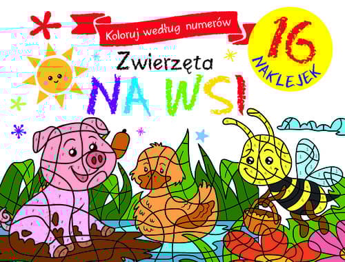 Koloruj według numerów. Zwierzęta na wsi