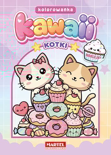 Kotki Kawaii. Kolorowanka z naklejkami