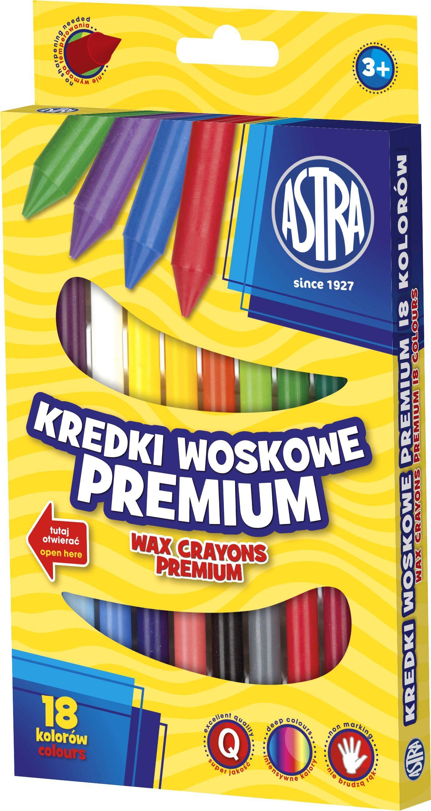 Kredki woskowe 18 kolorów ASTRA