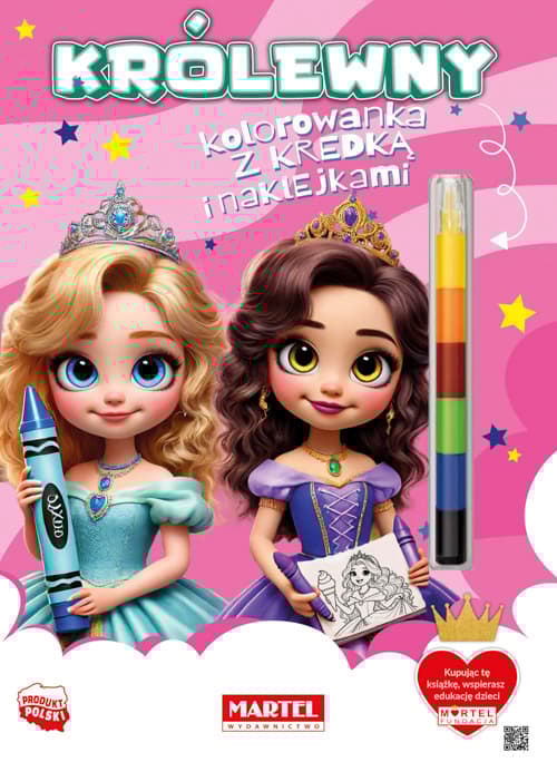 Królewny. Kolorowanka z kredką i naklejkami
