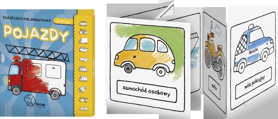 Książeczka kolorowanka pojazdy