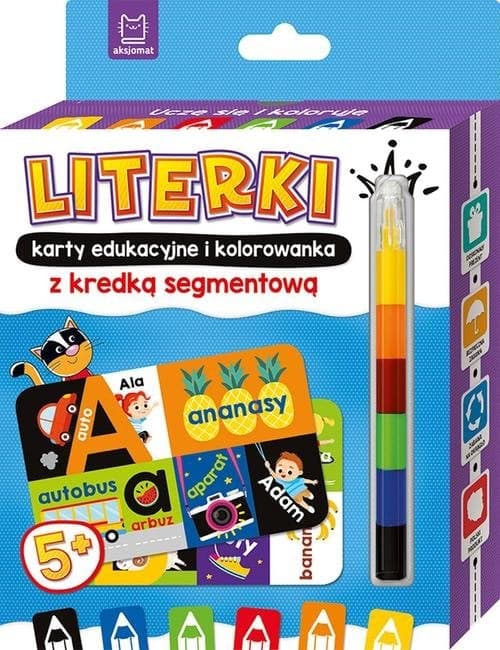 Literki Karty edukacyjne i kolorowanka z kredką segmentową