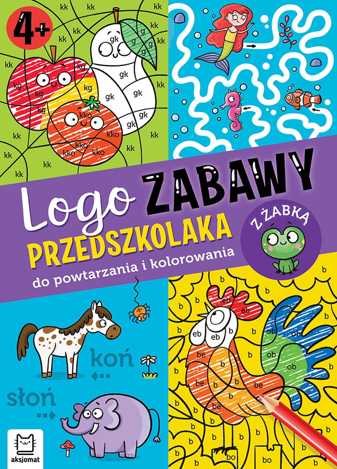 Logo zabawy przedszkolaka Do powtarzania i kolorowania z żabką