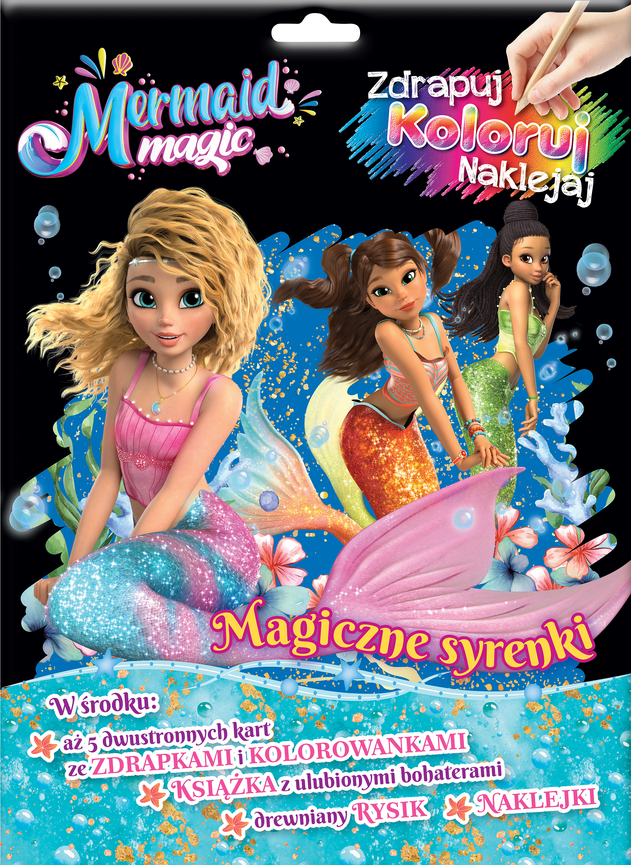 Magiczne syrenki. Magia Syren. Zdrapuj, koloruj, naklejaj
