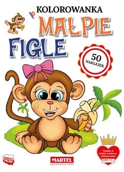 Małpie figle z naklejkami. Kolorowanka