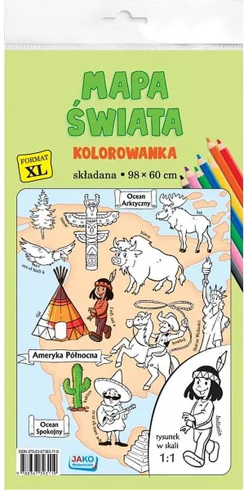 Mapa świata. Kolorowanka XL - kolor