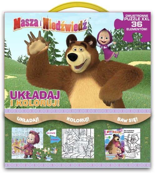 Masza i niedźwiedź. Układaj i koloruj.