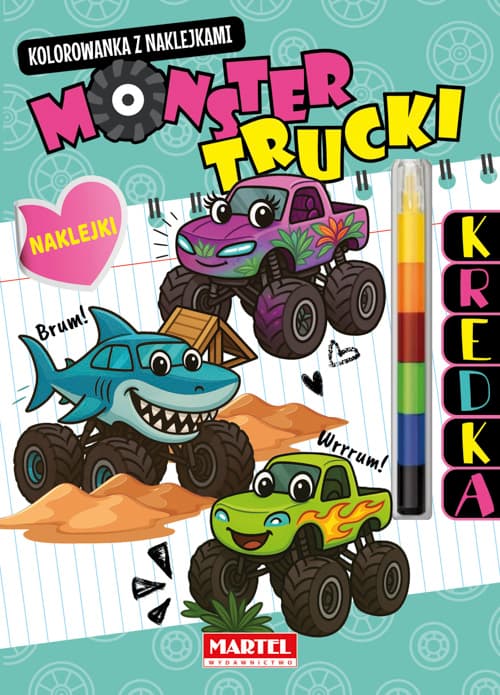 Monster Trucki. Kolorowanka z naklejkami (modułowa kredka)