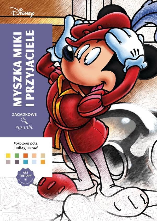 Myszka Miki i przyjaciele.  Disney. Zagadkowe rysunki. Kolorowanka antystresowa. Art therapy