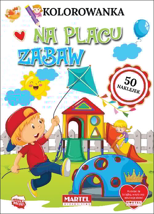 Na placu zabaw. Kolorowanka z naklejkami