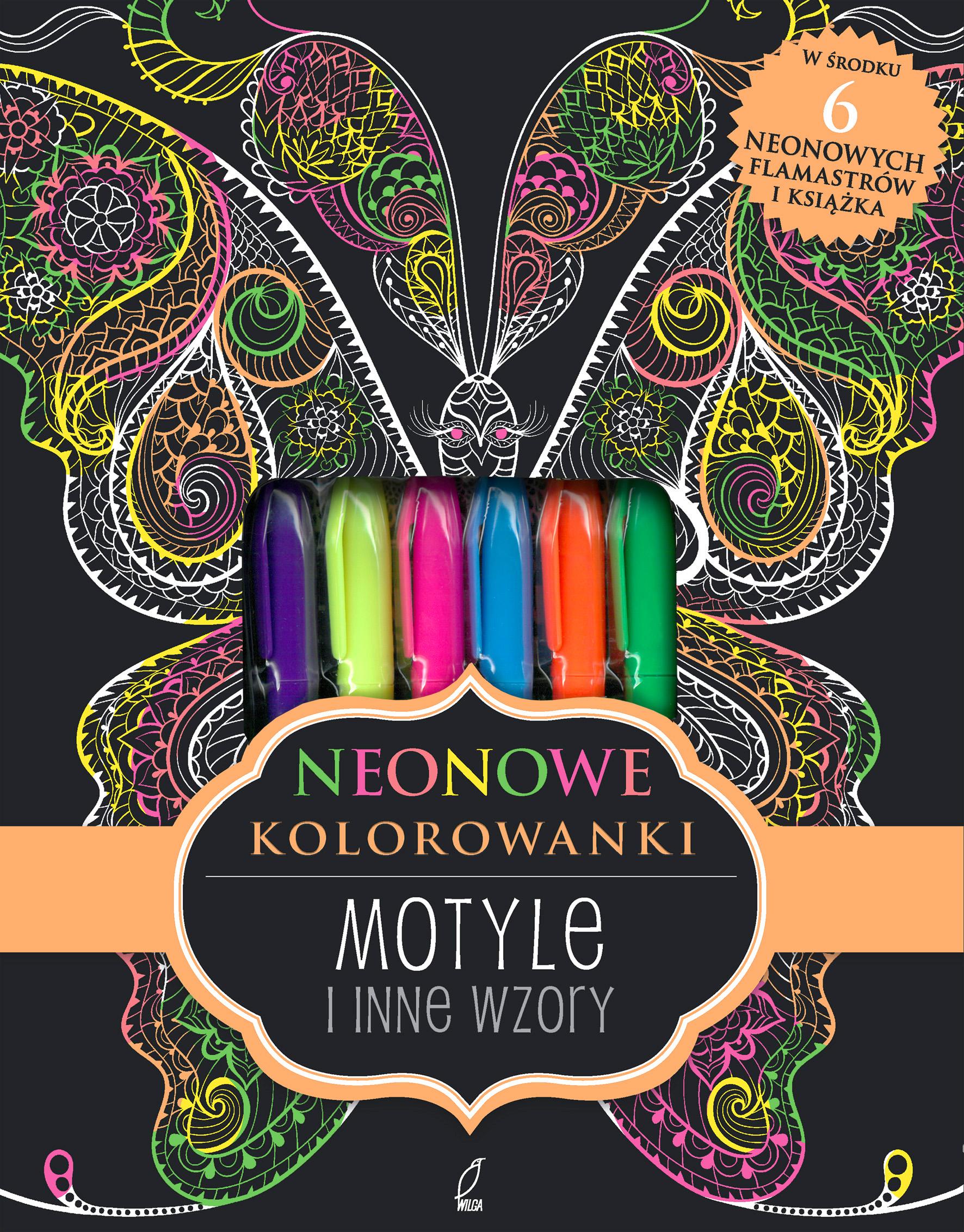 Neonowe kolorowanki Motyle i inne wzory