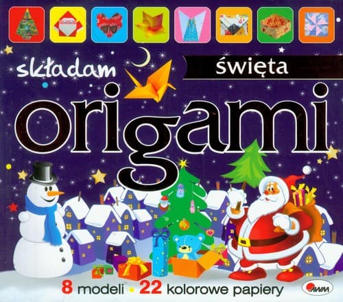 Origami składam Święta 8 modeli, 22 kolorowe papiery