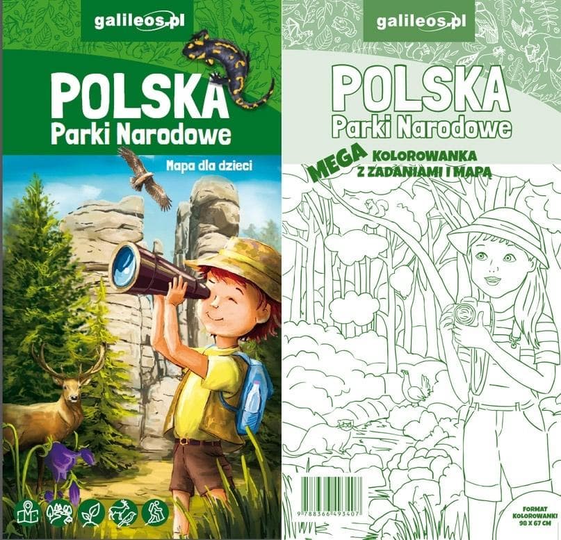 Polska Parki Narodowe - mapa + mega kolorowanka