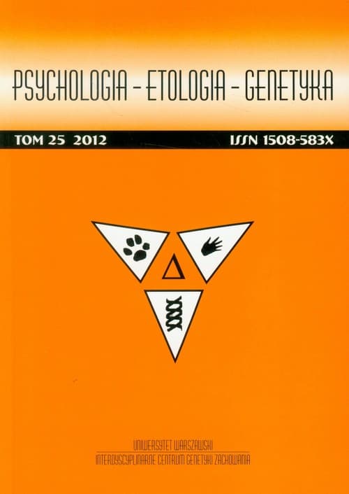 Psychologia Etologia Genetyka Tom 25