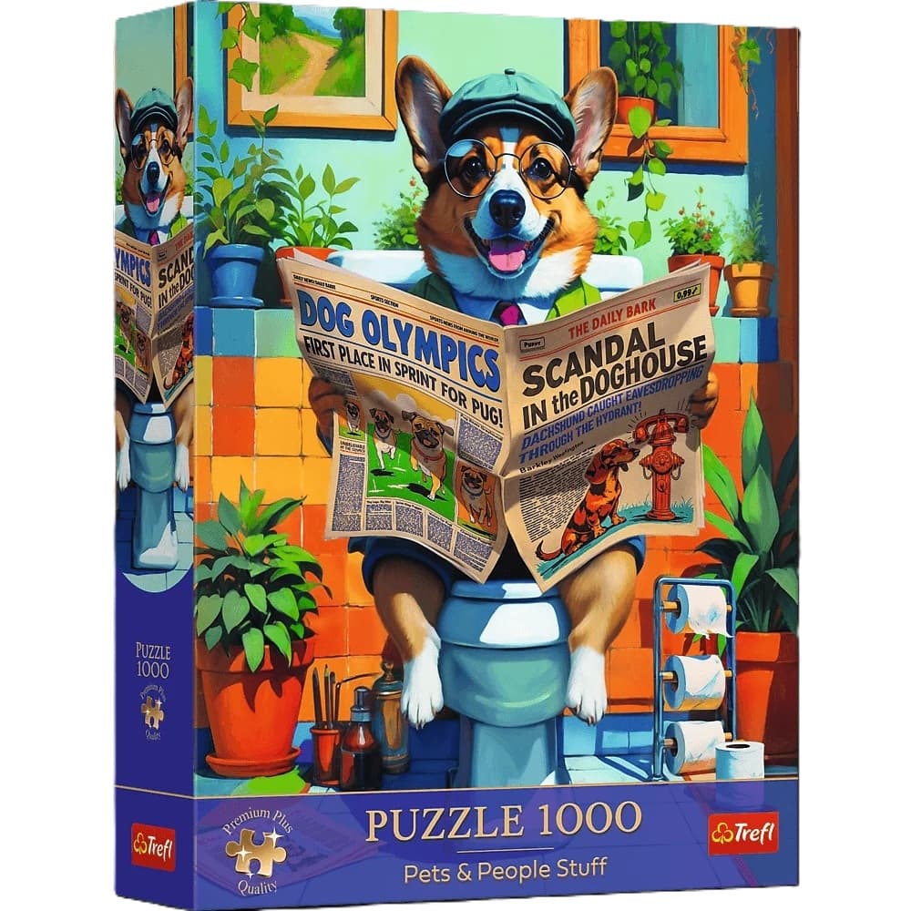 Puzzle 1000 Trefl Premium Plus - Pets & People Stuff: Corgi w Toalecie 12140