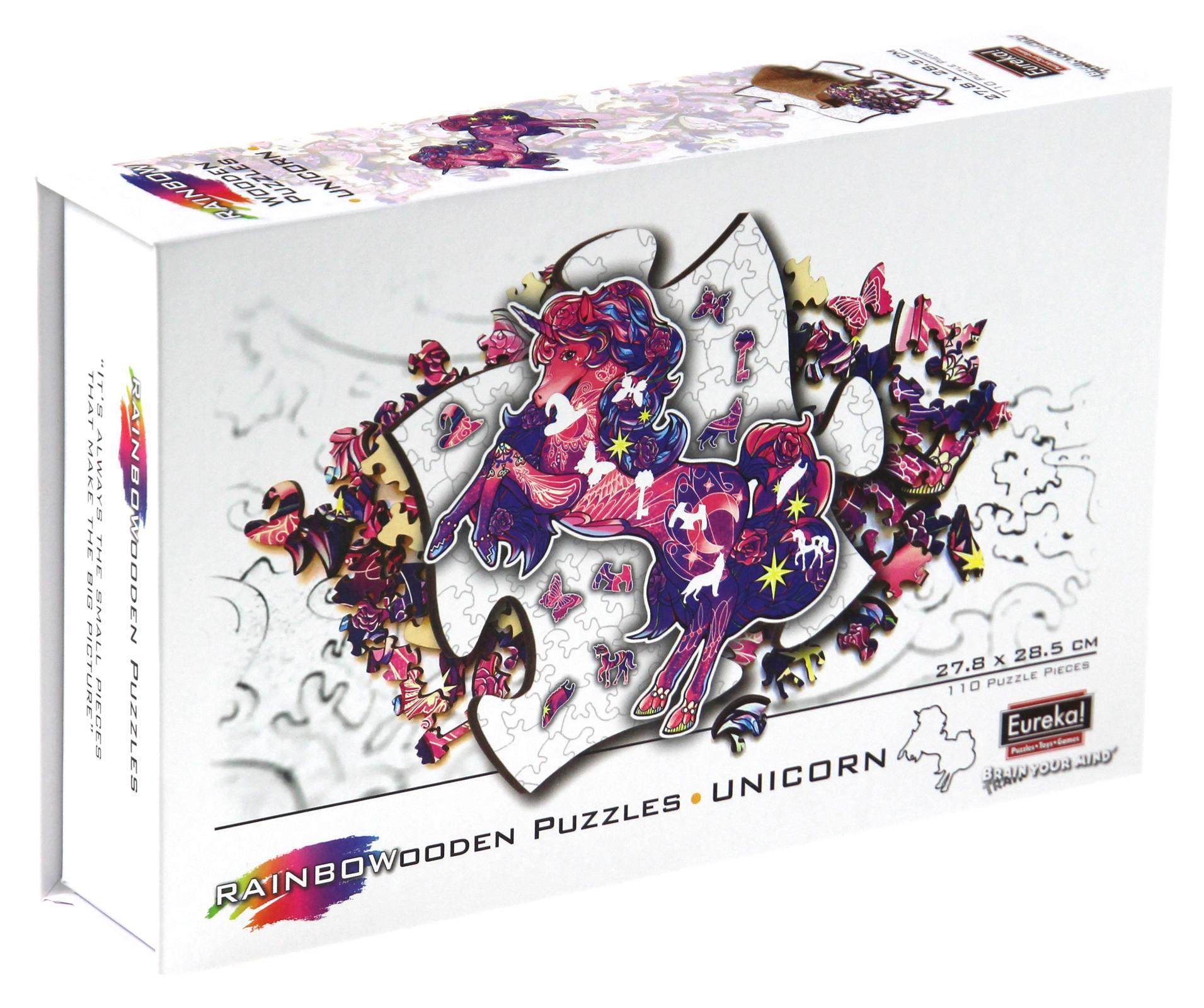 Puzzle 110 drewniane kolorowe Jednorożec