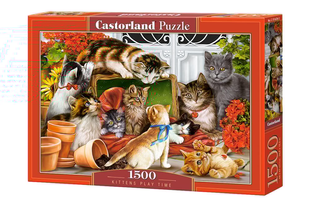 Puzzle 1500 Czas na zabawę kociąt C-151639-2