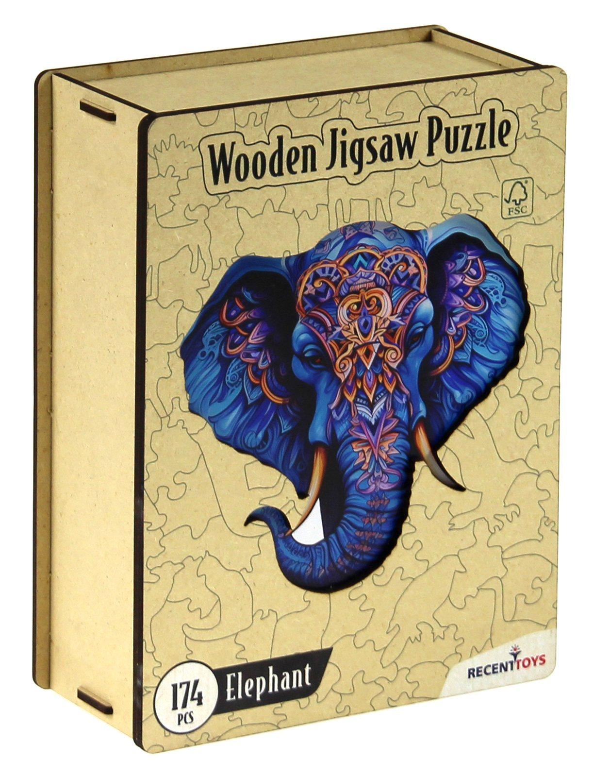 Puzzle 174 drewniane kolorowe Słoń