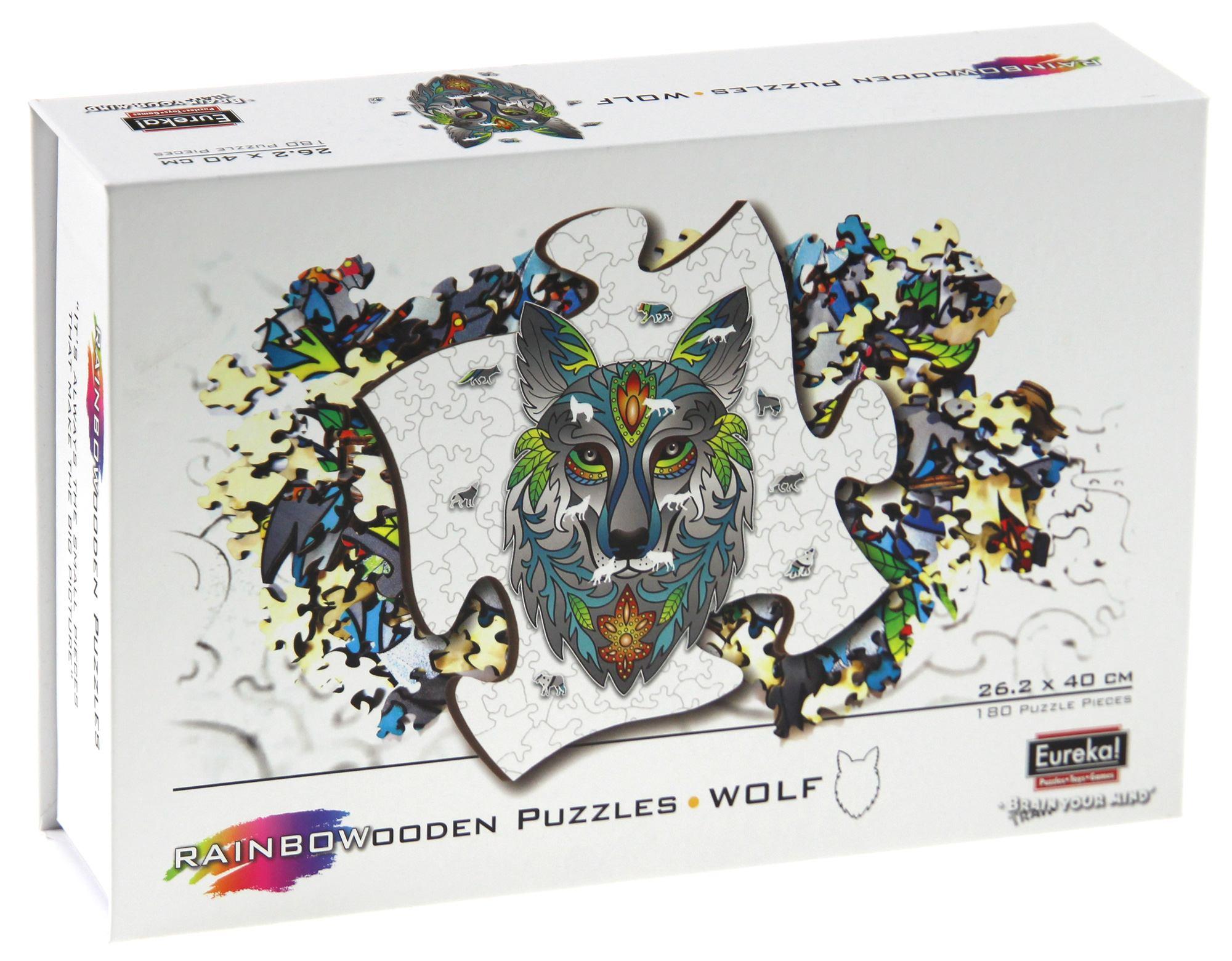 Puzzle 180 drewniane kolorowe Wilk