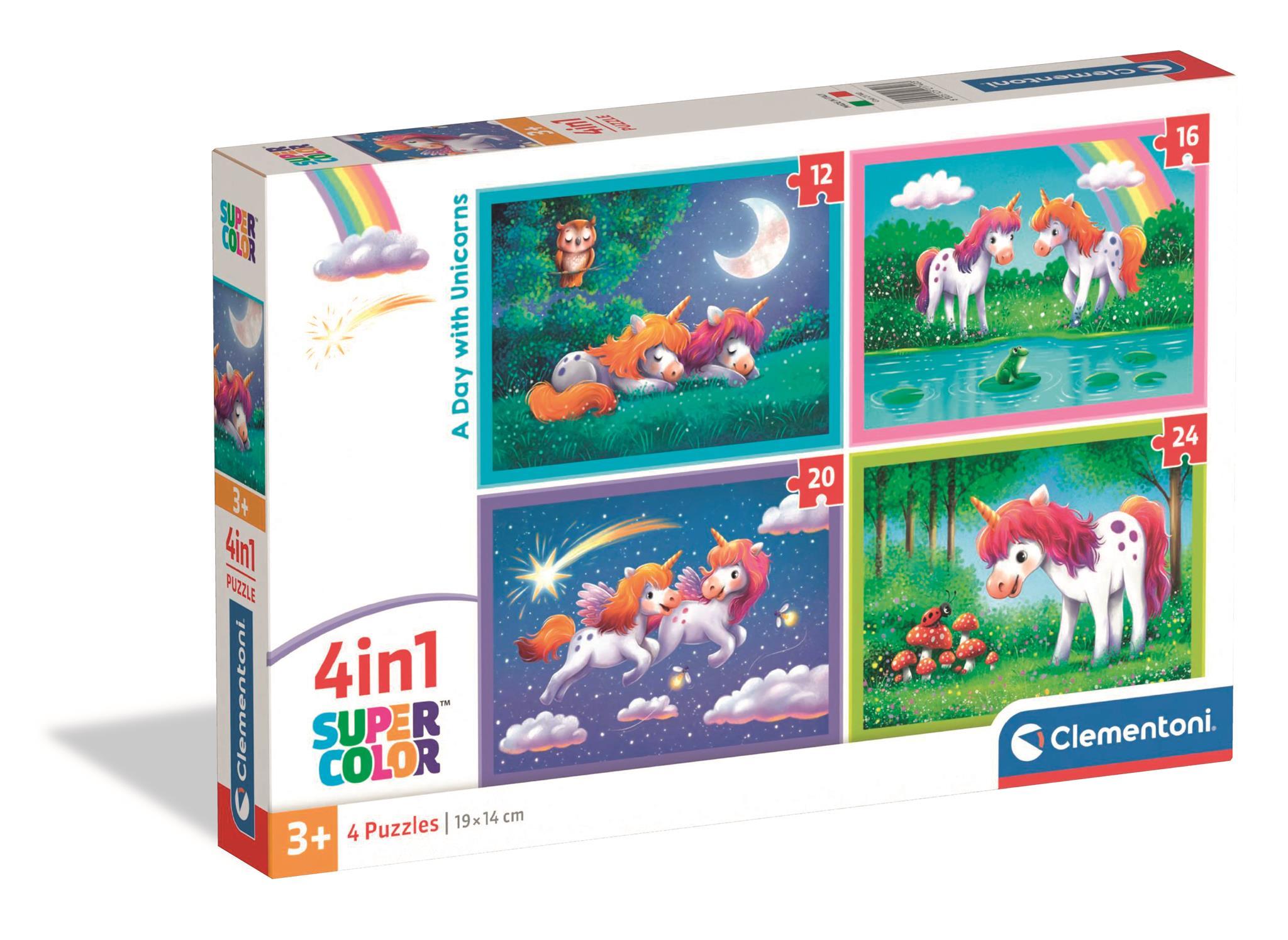 Puzzle 4w1 Super kolor A Day With Unicorns 21740