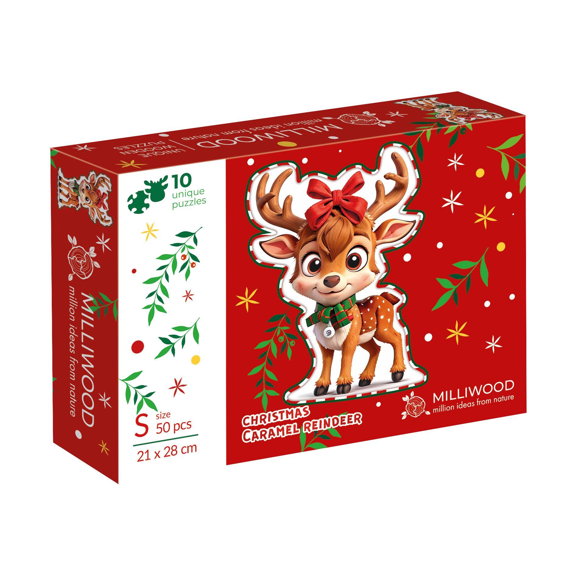 Puzzle 50 drewniane Christmas Caramel Reindeer