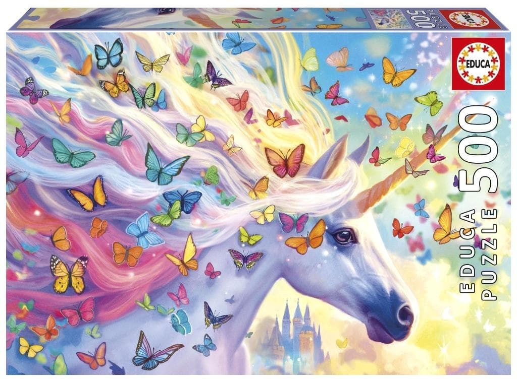 Puzzle 500 Jednorożec i kolorowe motyle