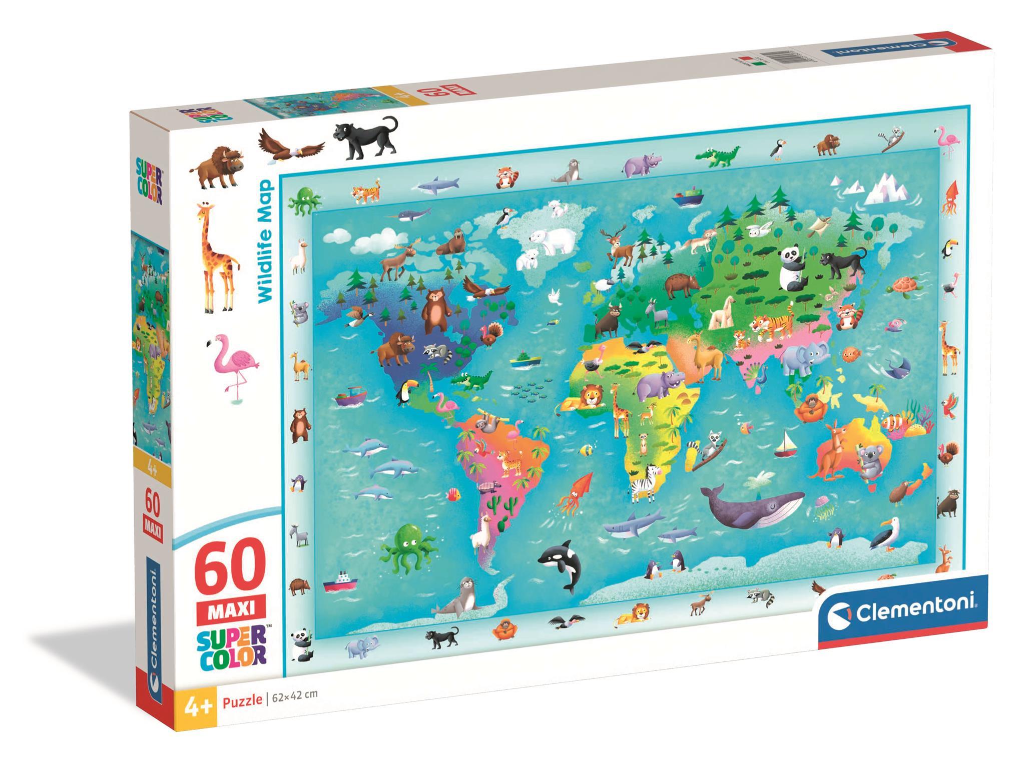 Puzzle 60 Maxi Super kolor  Wildlife Map