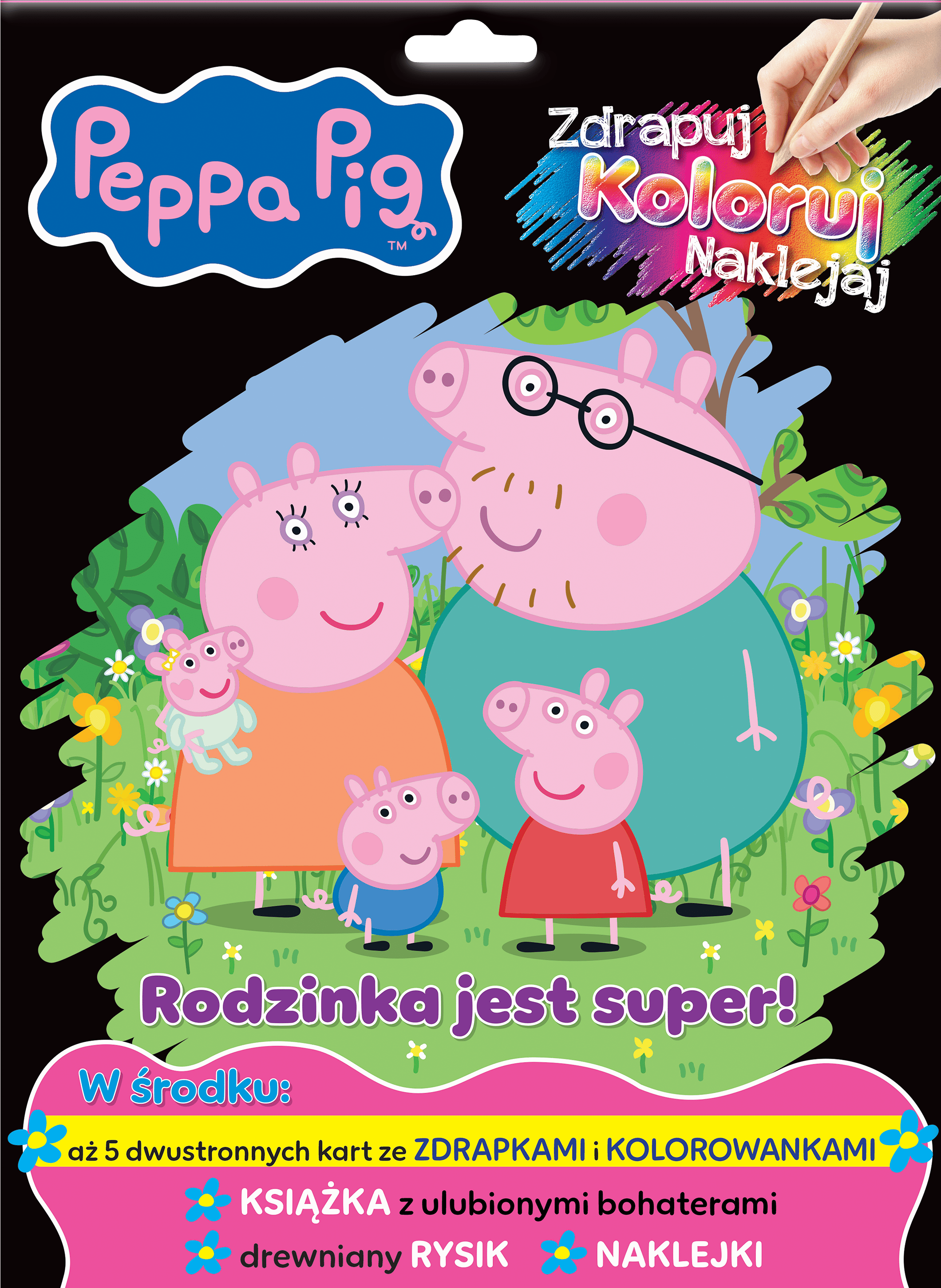 Rodzinka jest super! Świnka Peppa. Zdrapuj, koloruj, naklejaj