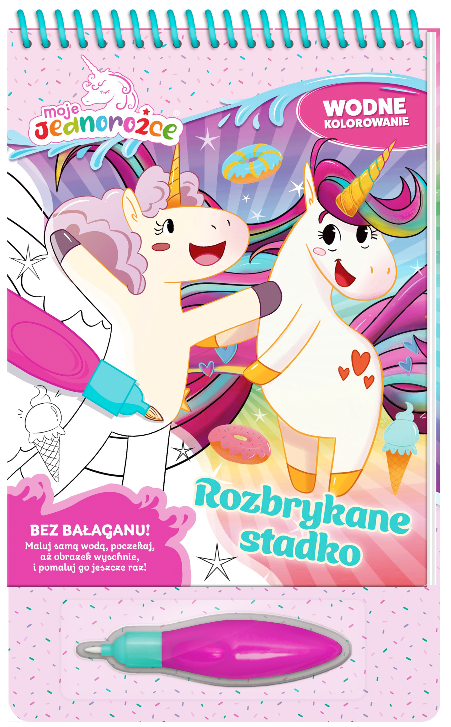 Rozbrykane stadko. Moje Jednorożce. Wodne kolorowanie