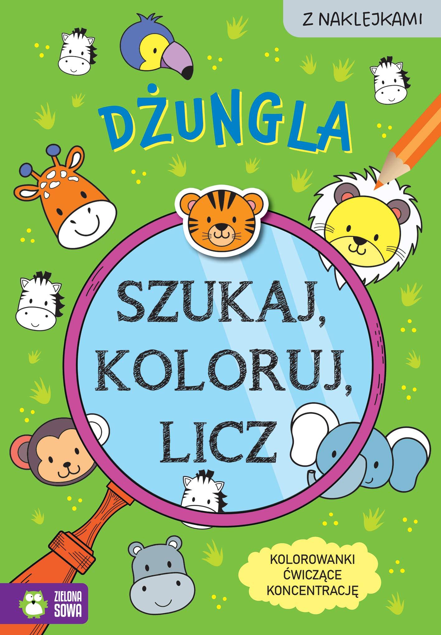 Szukaj, koloruj i licz. Dżungla