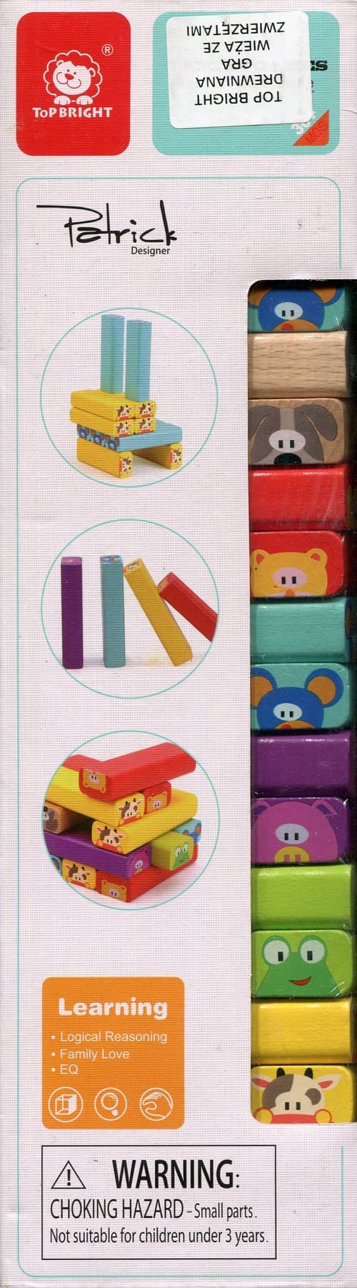 Top Bright Drewniana gra wieża ze zwierzętami