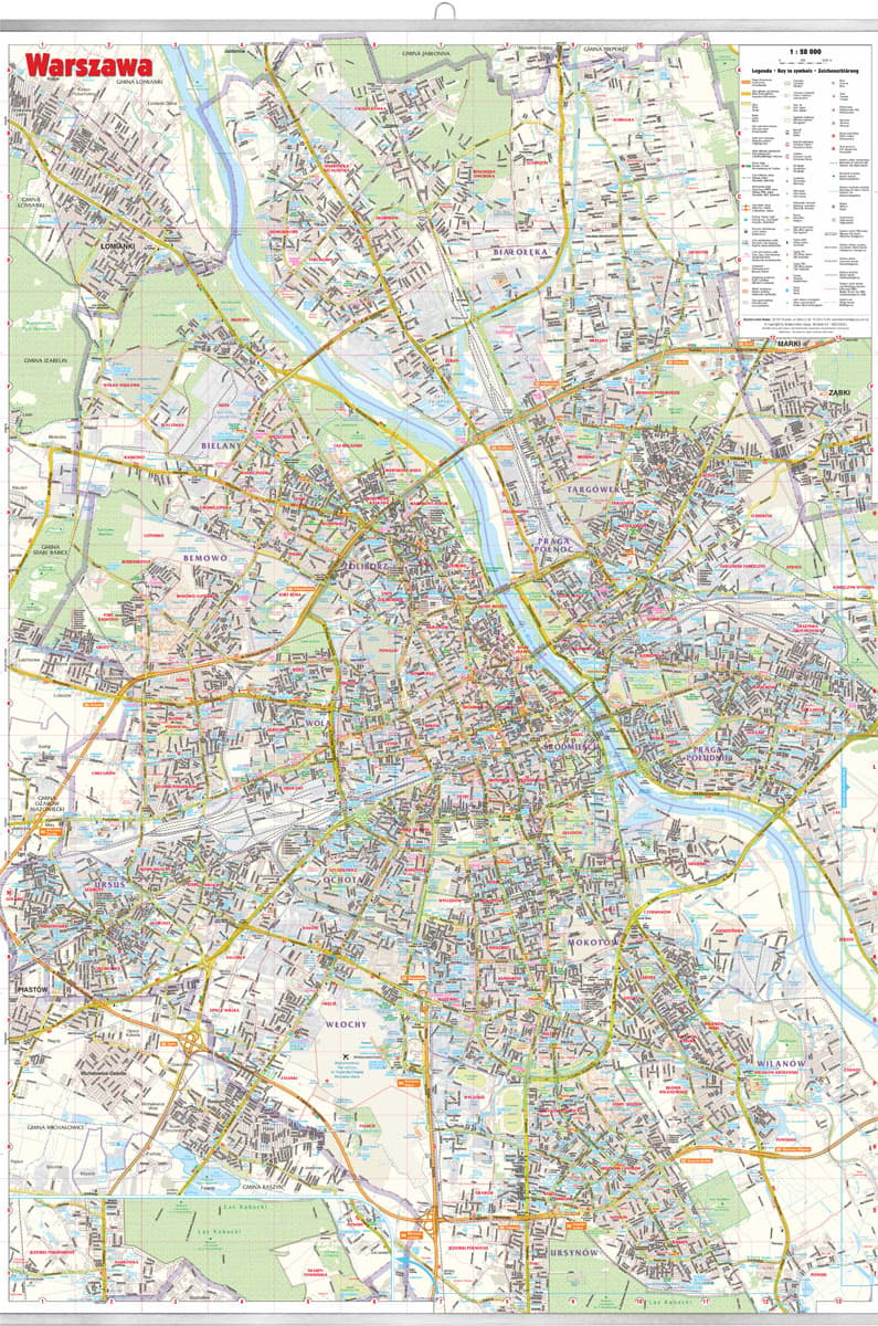 Warszawa Mapa cienna 1 28 000 Opracowanie Zbiorowe Ksi garnia 