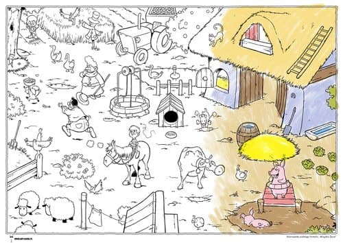 Wiejskie życie Kolorowanka Kolorowanka wielkiego formatu